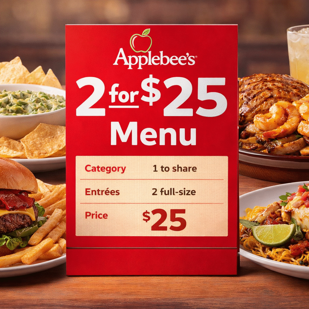 2 for $25 applebee's menu